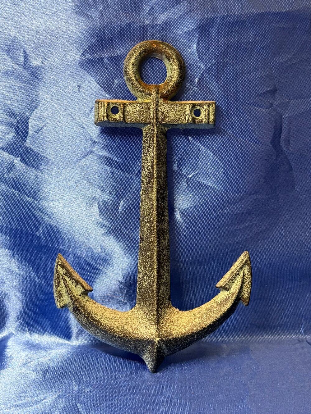 Decorative Cast Iron Green Tinted Anchor Wall Hanging